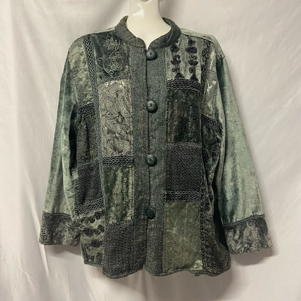 Retro Blazer Jacket Size Large Velvet Type Vintage Button Up